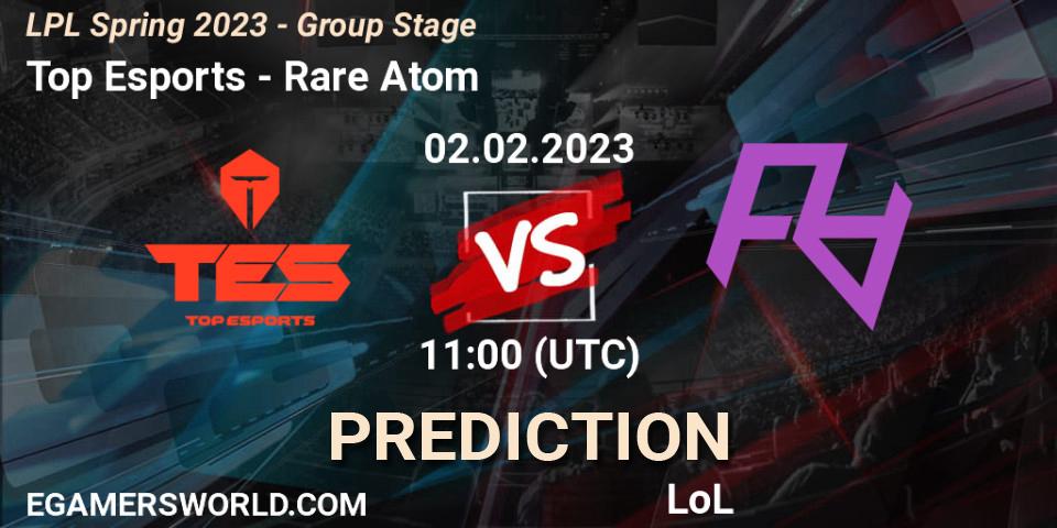 Top Esports vs Rare Atom: Match Prediction. 02.02.23, LoL, LPL Spring 2023 - Group Stage
