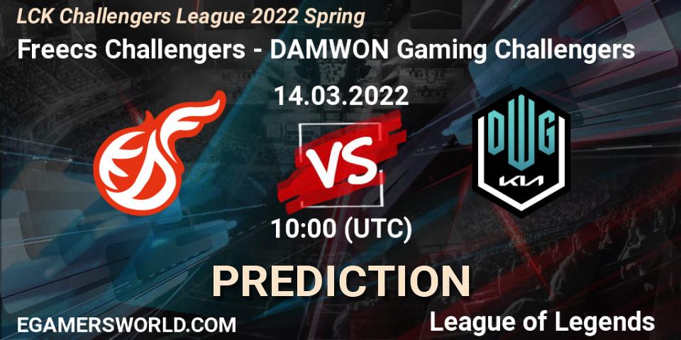 Freecs Challengers vs DAMWON Gaming Challengers: Match Prediction. 14.03.2022 at 10:00, LoL, LCK Challengers League 2022 Spring