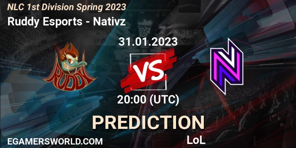 Ruddy Esports vs Nativz: Match Prediction. 31.01.23, LoL, NLC 1st Division Spring 2023