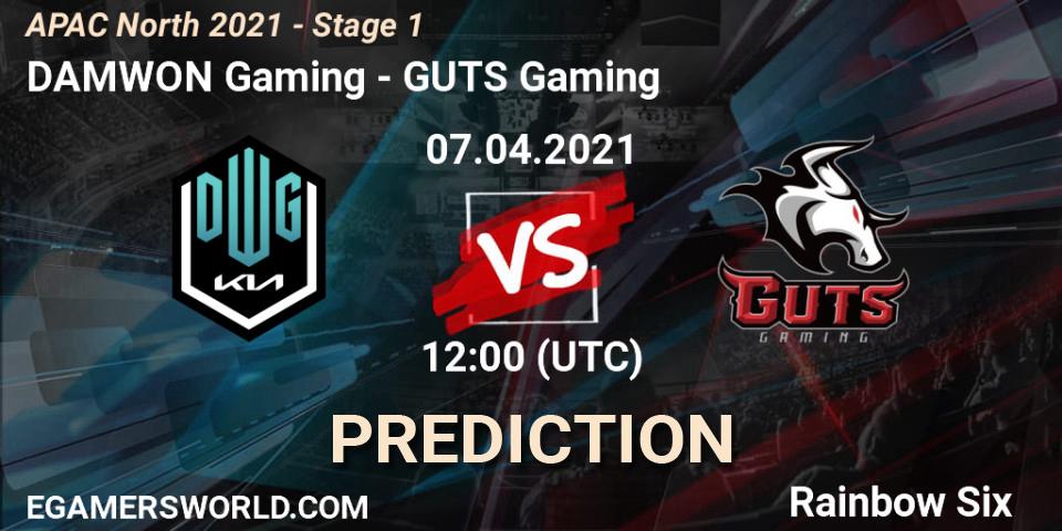 DAMWON Gaming vs GUTS Gaming: Match Prediction. 07.04.2021 at 10:30, Rainbow Six, APAC North 2021 - Stage 1