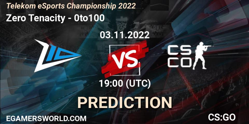 Zero Tenacity vs 0to100: Match Prediction. 03.11.2022 at 19:00, Counter-Strike (CS2), Telekom eSports Championship 2022