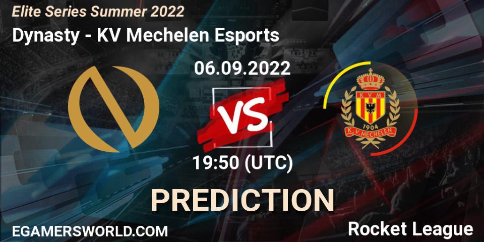 Dynasty vs KV Mechelen Esports: Match Prediction. 06.09.2022 at 19:50, Rocket League, Elite Series Summer 2022