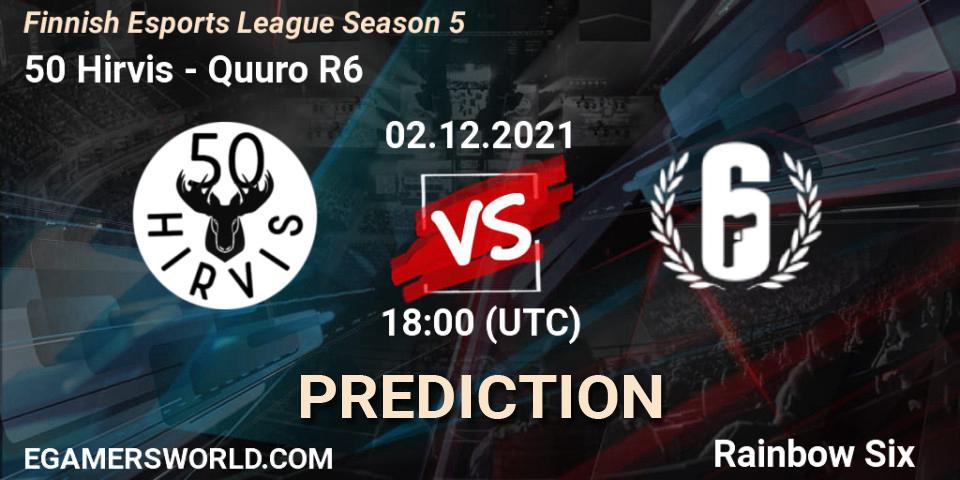 50 Hirvis vs Quuro R6: Match Prediction. 02.12.2021 at 18:00, Rainbow Six, Finnish Esports League Season 5