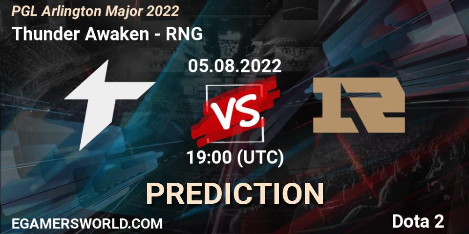 Thunder Awaken vs RNG: Match Prediction. 05.08.2022 at 20:07, Dota 2, PGL Arlington Major 2022 - Group Stage