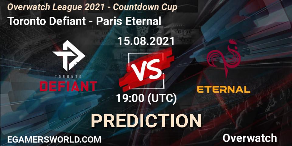 Toronto Defiant vs Paris Eternal: Match Prediction. 15.08.2021 at 19:00, Overwatch, Overwatch League 2021 - Countdown Cup