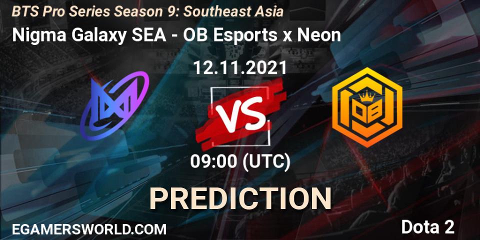 Nigma Galaxy SEA vs OB Esports x Neon: Match Prediction. 12.11.21, Dota 2, BTS Pro Series Season 9: Southeast Asia