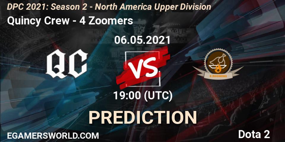 Quincy Crew vs 4 Zoomers: Match Prediction. 06.05.2021 at 19:00, Dota 2, DPC 2021: Season 2 - North America Upper Division 