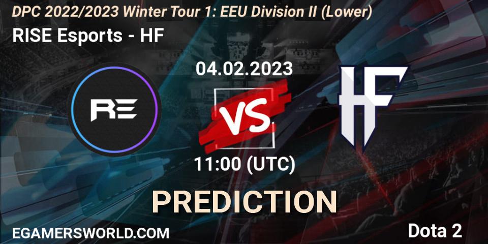 RISE Esports vs HF: Match Prediction. 04.02.23, Dota 2, DPC 2022/2023 Winter Tour 1: EEU Division II (Lower)