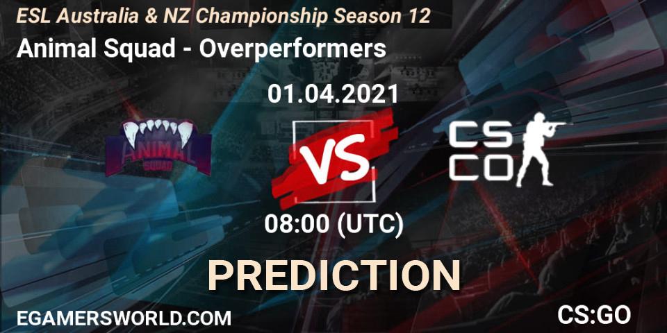 Animal Squad vs Overperformers: Match Prediction. 01.04.2021 at 08:30, Counter-Strike (CS2), ESL Australia & NZ Championship Season 12