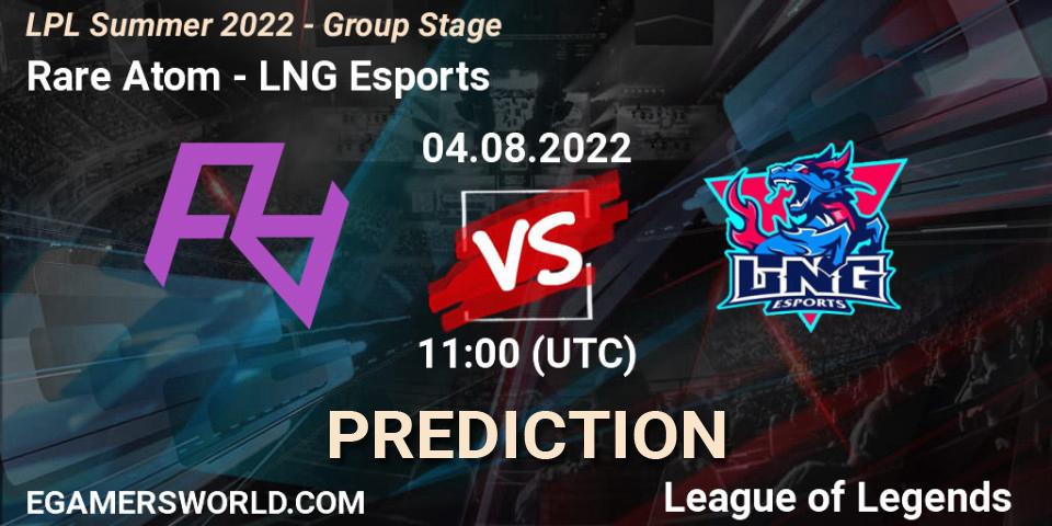 Rare Atom vs LNG Esports: Match Prediction. 04.08.2022 at 11:00, LoL, LPL Summer 2022 - Group Stage