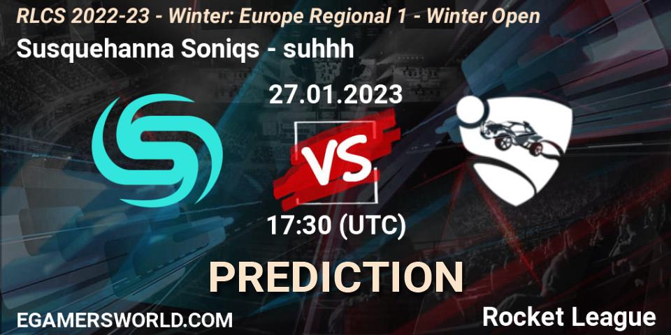 Susquehanna Soniqs vs suhhh: Match Prediction. 27.01.2023 at 17:30, Rocket League, RLCS 2022-23 - Winter: Europe Regional 1 - Winter Open