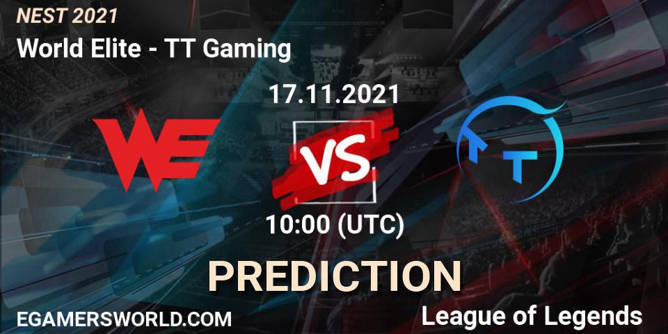 TT Gaming vs World Elite: Match Prediction. 17.11.2021 at 10:05, LoL, NEST 2021