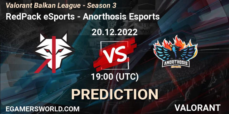 RedPack eSports vs Anorthosis Esports: Match Prediction. 20.12.2022 at 19:00, VALORANT, Valorant Balkan League - Season 3