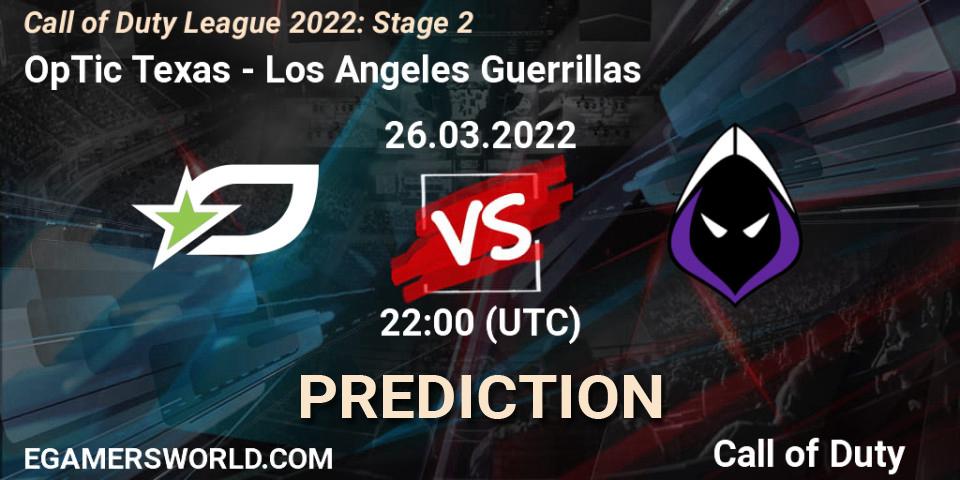 OpTic Texas vs Los Angeles Guerrillas: Match Prediction. 26.03.22, Call of Duty, Call of Duty League 2022: Stage 2