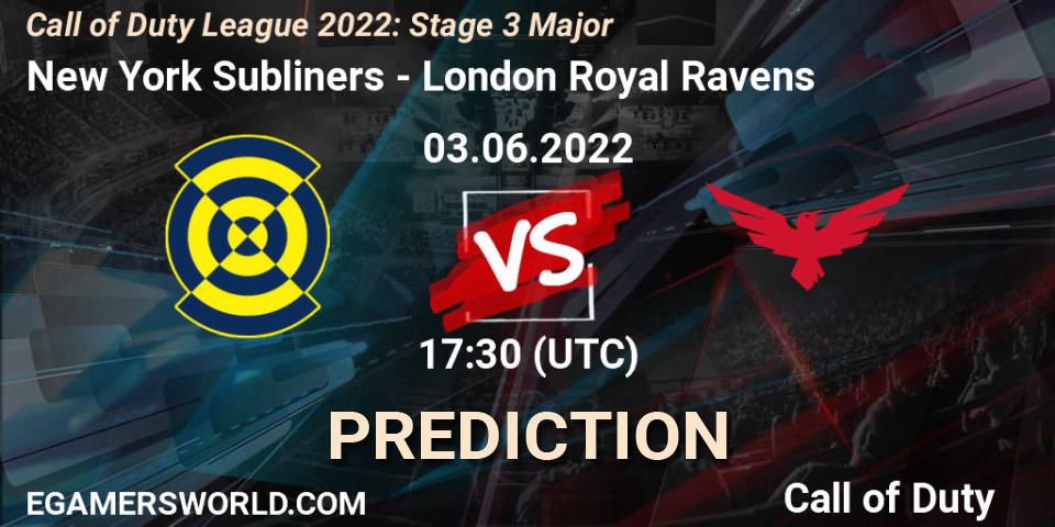 New York Subliners vs London Royal Ravens: Match Prediction. 03.06.2022 at 17:30, Call of Duty, Call of Duty League 2022: Stage 3 Major