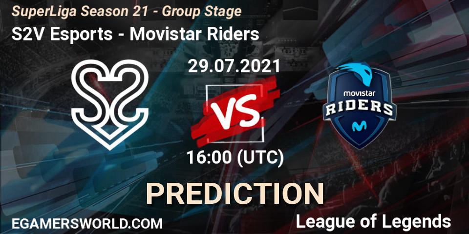 S2V Esports vs Movistar Riders: Match Prediction. 29.07.2021 at 19:00, LoL, SuperLiga Season 21 - Group Stage 