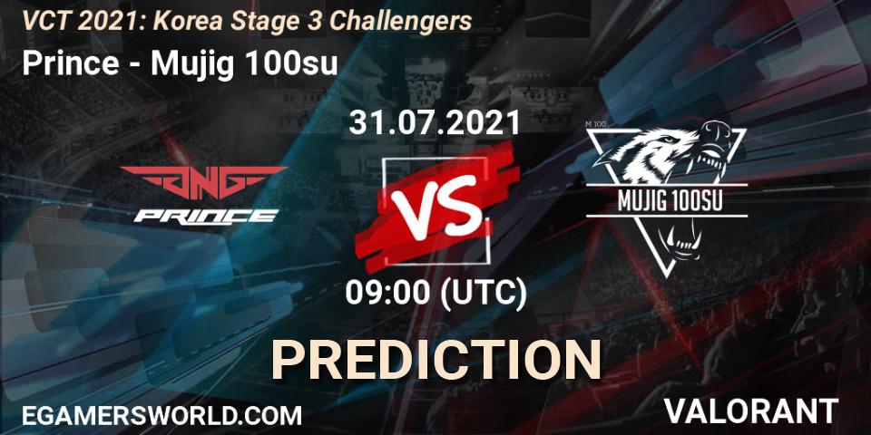 Prince vs Mujig 100su: Match Prediction. 31.07.2021 at 09:00, VALORANT, VCT 2021: Korea Stage 3 Challengers