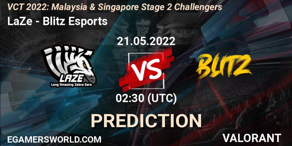 LaZe vs Blitz Esports: Match Prediction. 21.05.2022 at 02:30, VALORANT, VCT 2022: Malaysia & Singapore Stage 2 Challengers