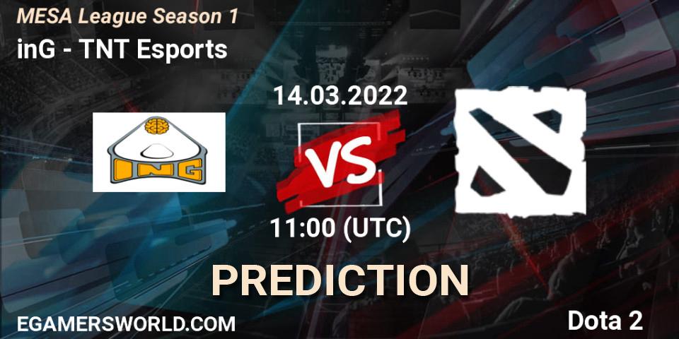 inG vs TNT Esports: Match Prediction. 14.03.2022 at 11:02, Dota 2, MESA League Season 1