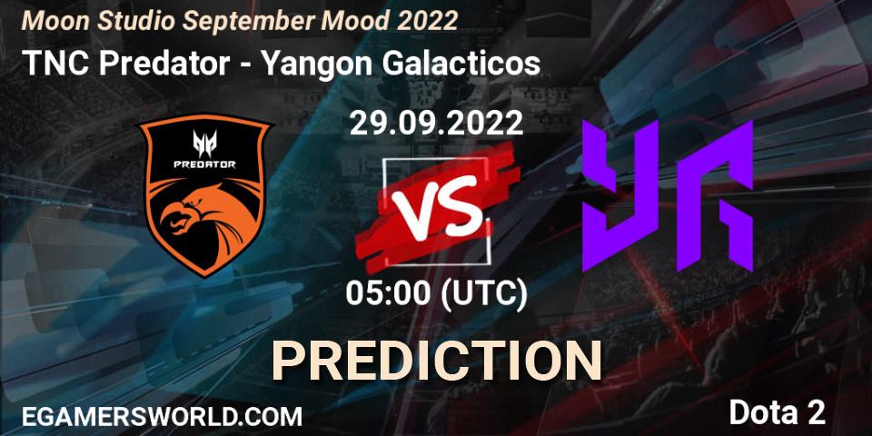 TNC Predator vs Yangon Galacticos: Match Prediction. 29.09.2022 at 05:05, Dota 2, Moon Studio September Mood 2022