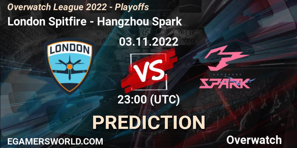 London Spitfire vs Hangzhou Spark: Match Prediction. 03.11.2022 at 23:00, Overwatch, Overwatch League 2022 - Playoffs