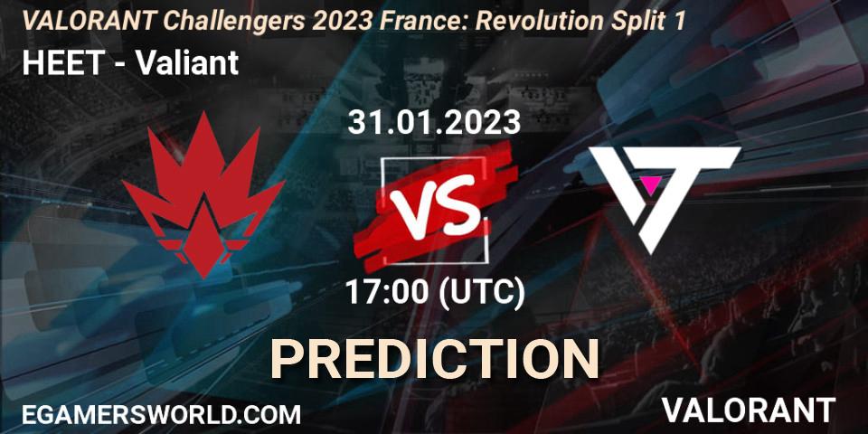 HEET vs Valiant: Match Prediction. 31.01.2023 at 17:00, VALORANT, VALORANT Challengers 2023 France: Revolution Split 1