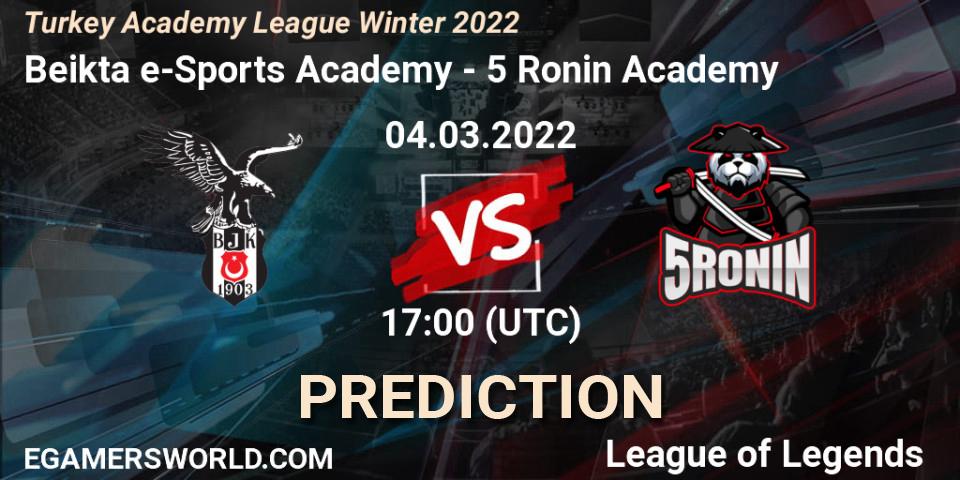 Beşiktaş e-Sports Academy vs 5 Ronin Academy: Match Prediction. 04.03.2022 at 17:00, LoL, Turkey Academy League Winter 2022