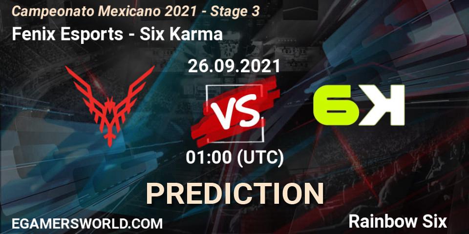 Fenix Esports vs Six Karma: Match Prediction. 26.09.2021 at 00:00, Rainbow Six, Campeonato Mexicano 2021 - Stage 3
