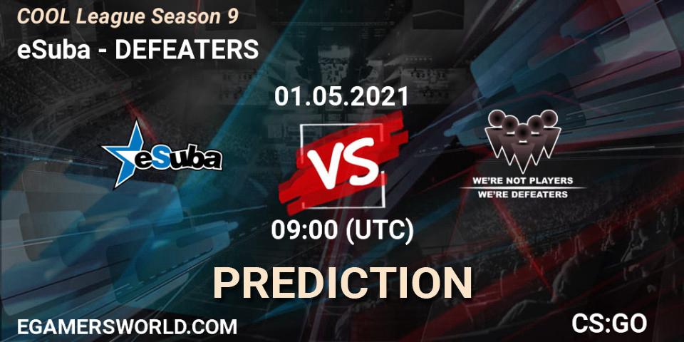 eSuba vs DEFEATERS: Match Prediction. 01.05.2021 at 09:00, Counter-Strike (CS2), COOL League Season 9