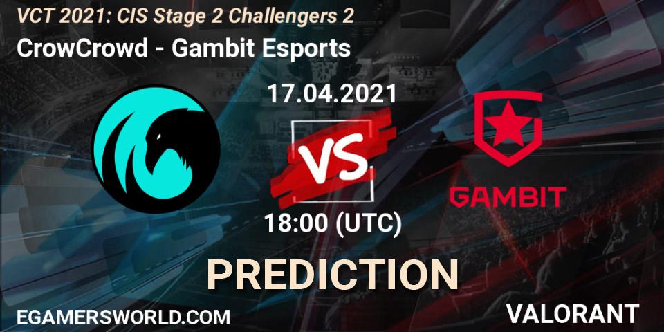 CrowCrowd vs Gambit Esports: Match Prediction. 17.04.2021 at 18:00, VALORANT, VCT 2021: CIS Stage 2 Challengers 2