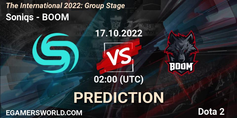 Soniqs vs BOOM: Match Prediction. 17.10.2022 at 02:03, Dota 2, The International 2022: Group Stage