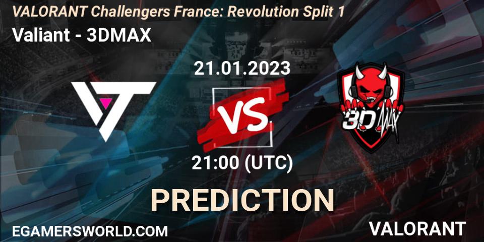 Valiant vs 3DMAX: Match Prediction. 21.01.2023 at 21:10, VALORANT, VALORANT Challengers 2023 France: Revolution Split 1