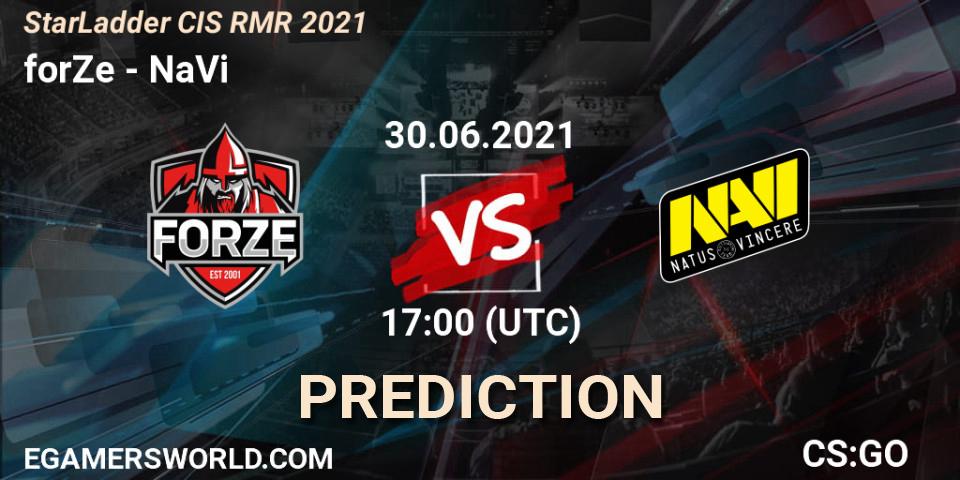 forZe vs NaVi: Match Prediction. 30.06.2021 at 17:00, Counter-Strike (CS2), StarLadder CIS RMR 2021