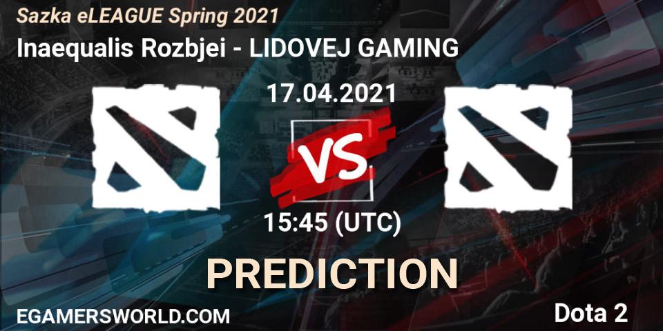 Inaequalis Rozbíječi vs LIDOVEJ GAMING: Match Prediction. 17.04.2021 at 17:00, Dota 2, Sazka eLEAGUE Spring 2021