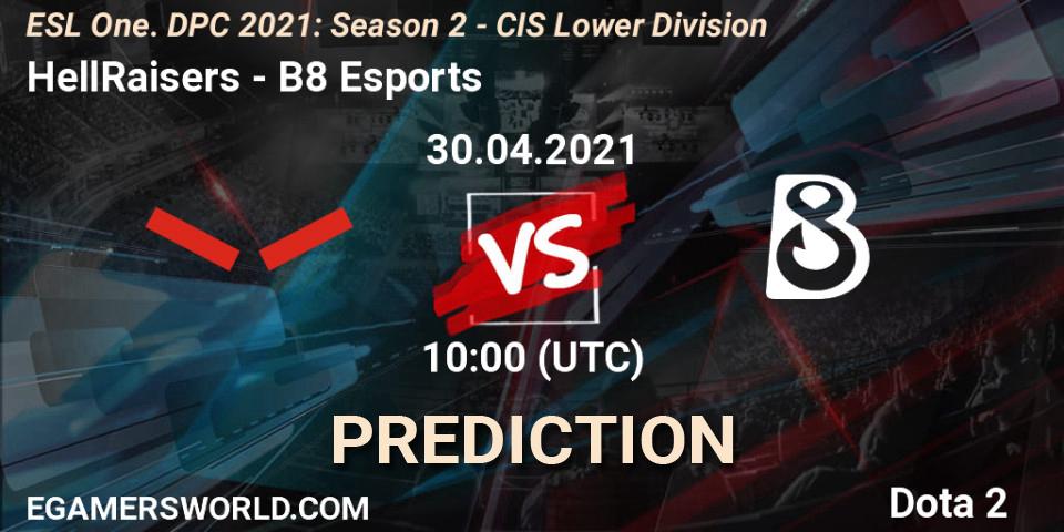 HellRaisers vs B8 Esports: Match Prediction. 30.04.2021 at 09:55, Dota 2, ESL One. DPC 2021: Season 2 - CIS Lower Division