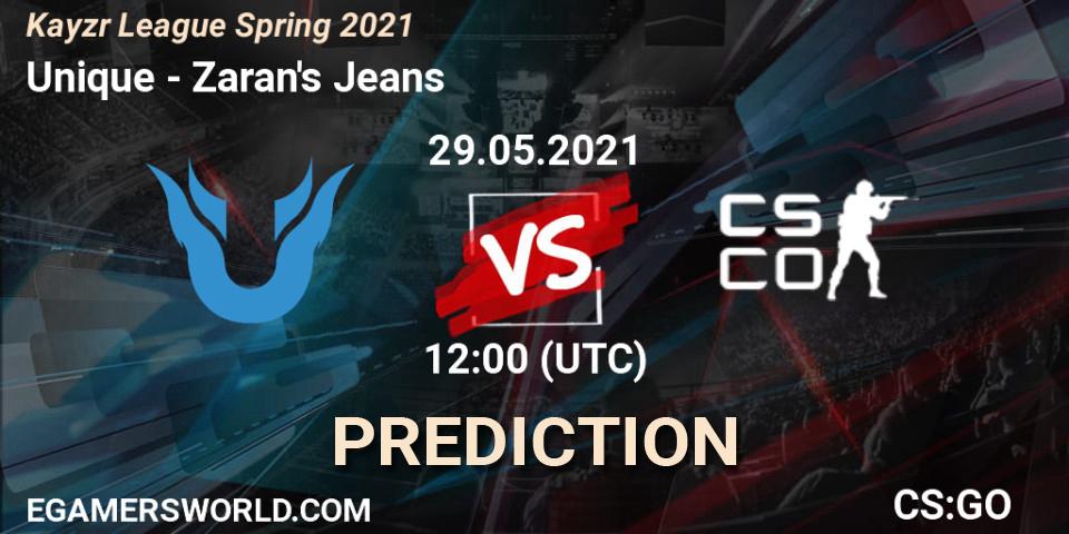 Unique vs Zaran's Jeans: Match Prediction. 29.05.2021 at 12:00, Counter-Strike (CS2), Kayzr League Spring 2021