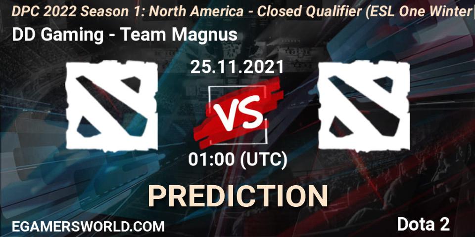 DD Gaming vs Team Magnus: Match Prediction. 25.11.2021 at 01:00, Dota 2, DPC 2022 Season 1: North America - Closed Qualifier (ESL One Winter 2021)