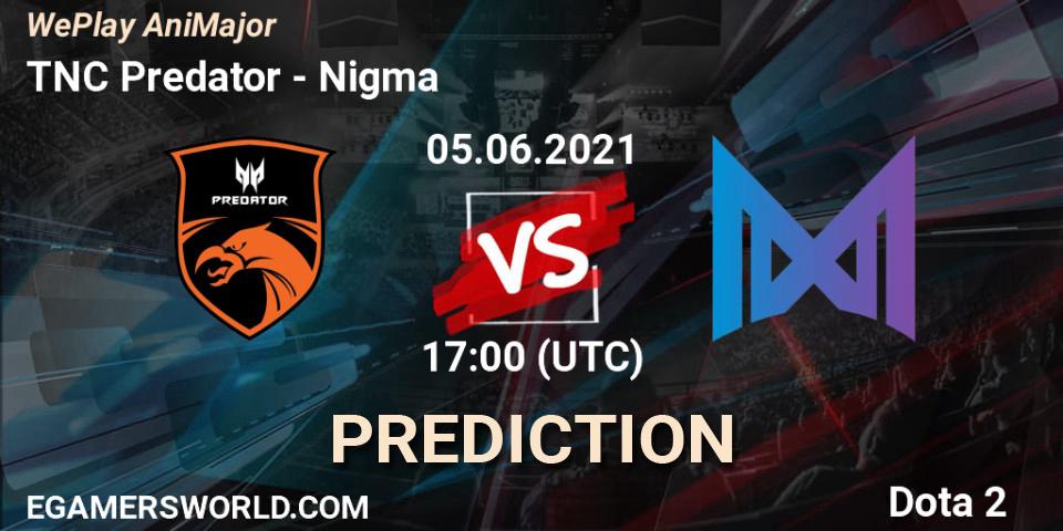 TNC Predator vs Nigma: Match Prediction. 05.06.2021 at 17:55, Dota 2, WePlay AniMajor 2021