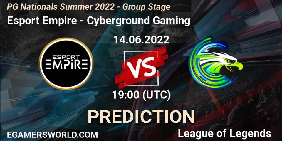 Esport Empire vs Cyberground Gaming: Match Prediction. 14.06.2022 at 19:00, LoL, PG Nationals Summer 2022 - Group Stage
