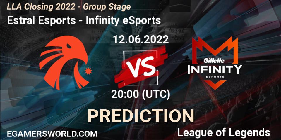 Estral Esports vs Infinity eSports: Match Prediction. 12.06.22, LoL, LLA Closing 2022 - Group Stage