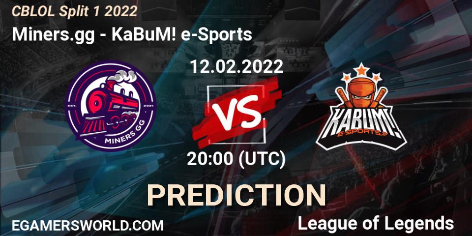 Miners.gg vs KaBuM! e-Sports: Match Prediction. 12.02.2022 at 20:10, LoL, CBLOL Split 1 2022