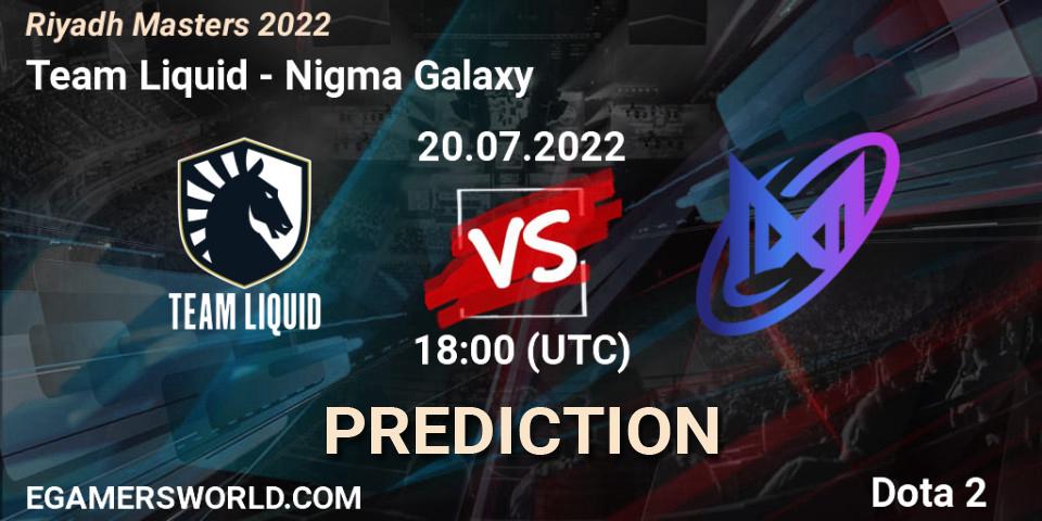 Team Liquid vs Nigma Galaxy: Match Prediction. 20.07.2022 at 18:00, Dota 2, Riyadh Masters 2022