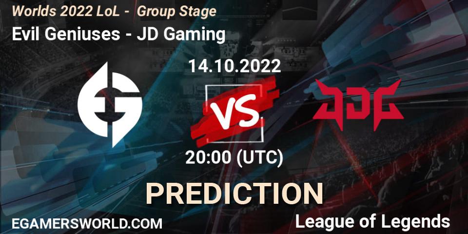 Evil Geniuses vs JD Gaming: Match Prediction. 14.10.2022 at 20:00, LoL, Worlds 2022 LoL - Group Stage