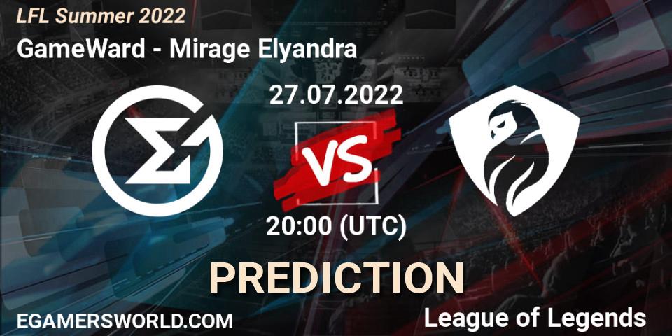 GameWard vs Mirage Elyandra: Match Prediction. 27.07.2022 at 20:15, LoL, LFL Summer 2022