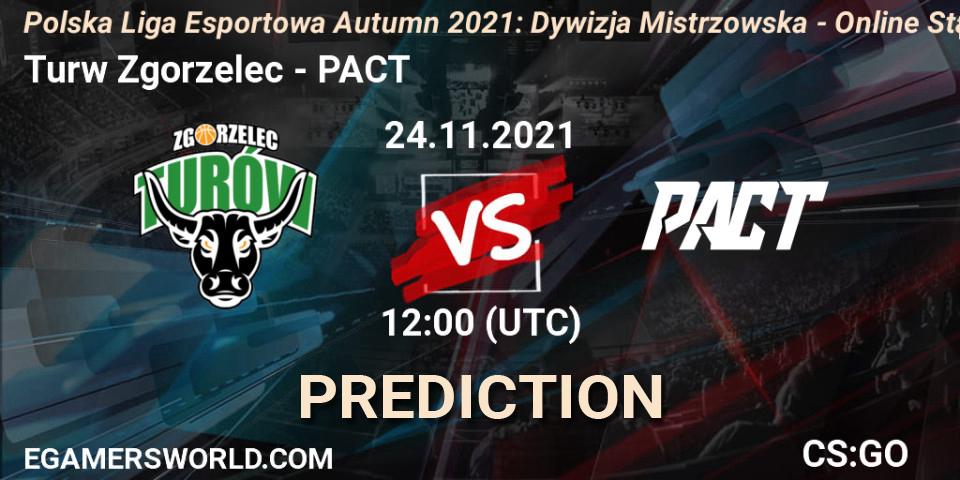 Turów Zgorzelec vs PACT: Match Prediction. 24.11.2021 at 12:00, Counter-Strike (CS2), Polska Liga Esportowa Autumn 2021: Dywizja Mistrzowska - Online Stage