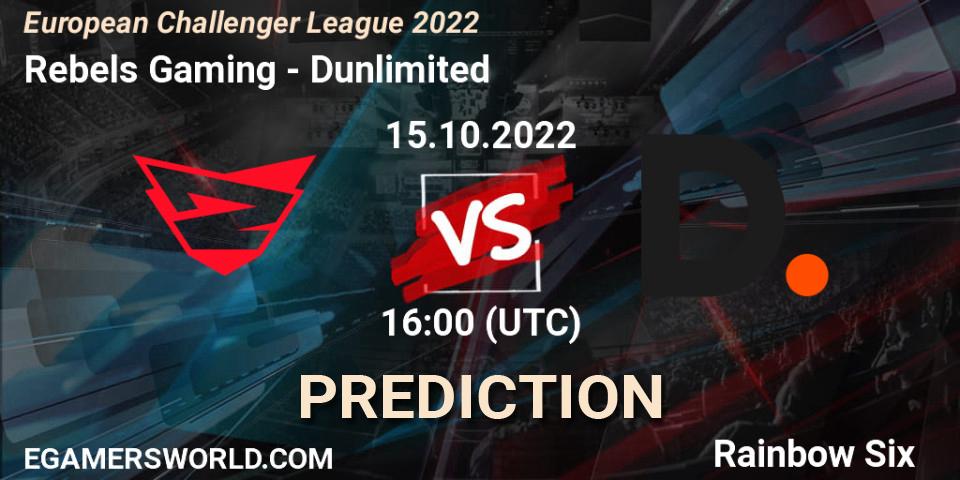 Rebels Gaming vs Dunlimited: Match Prediction. 15.10.2022 at 16:00, Rainbow Six, European Challenger League 2022