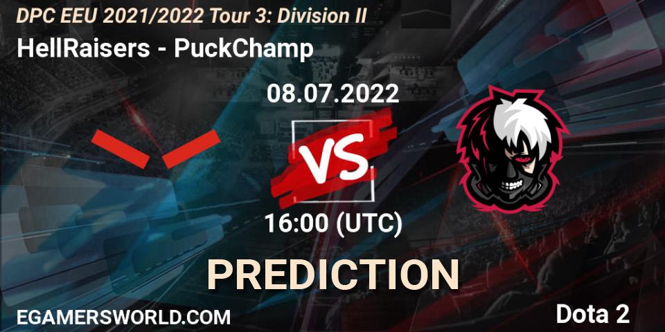 HellRaisers vs PuckChamp: Match Prediction. 08.07.2022 at 16:25, Dota 2, DPC EEU 2021/2022 Tour 3: Division II