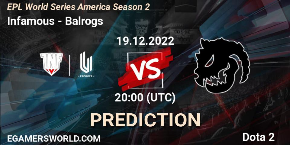 Infamous vs Balrogs: Match Prediction. 21.12.22, Dota 2, EPL World Series America Season 2