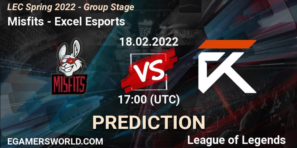Misfits vs Excel Esports: Match Prediction. 18.02.22, LoL, LEC Spring 2022 - Group Stage