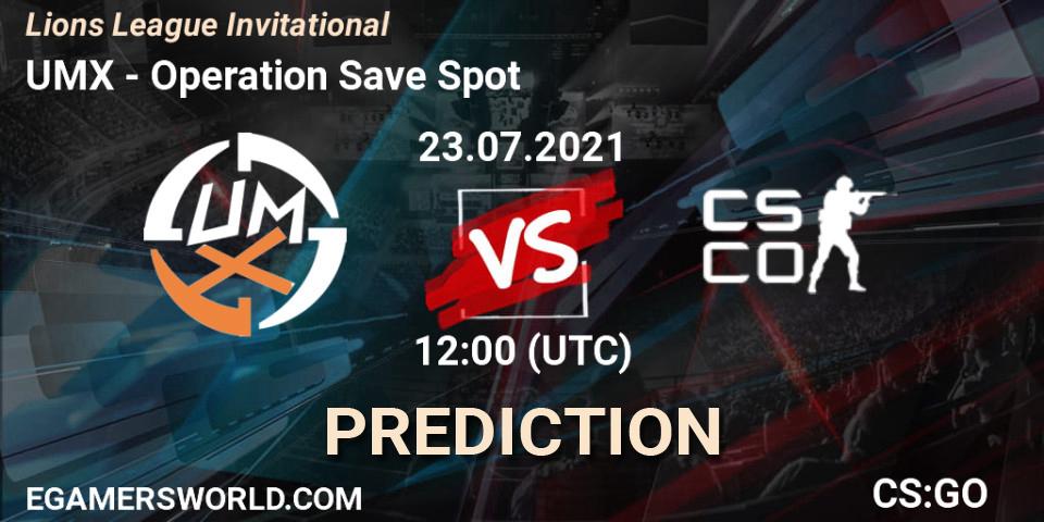 UMX vs Operation Save Spot: Match Prediction. 23.07.2021 at 12:00, Counter-Strike (CS2), Lions League Invitational